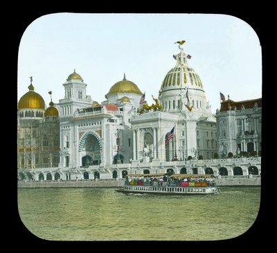 Esposizione di Parigi: Quai des Nations, il Padiglione Ottomano e il Padiglione degli Stati Uniti, 1900 da French Photographer